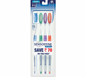 Sensodyne Sensitive Toothbrush with Soft Rounded Bristles – 4 Pcs -சென்சோடைன் சென்சிடிவ் டூத்ப்ரஷ் வித்  சாப்ட் ரௌண்டெட் பிரிஸ்டெல்ஸ் – 4pcs