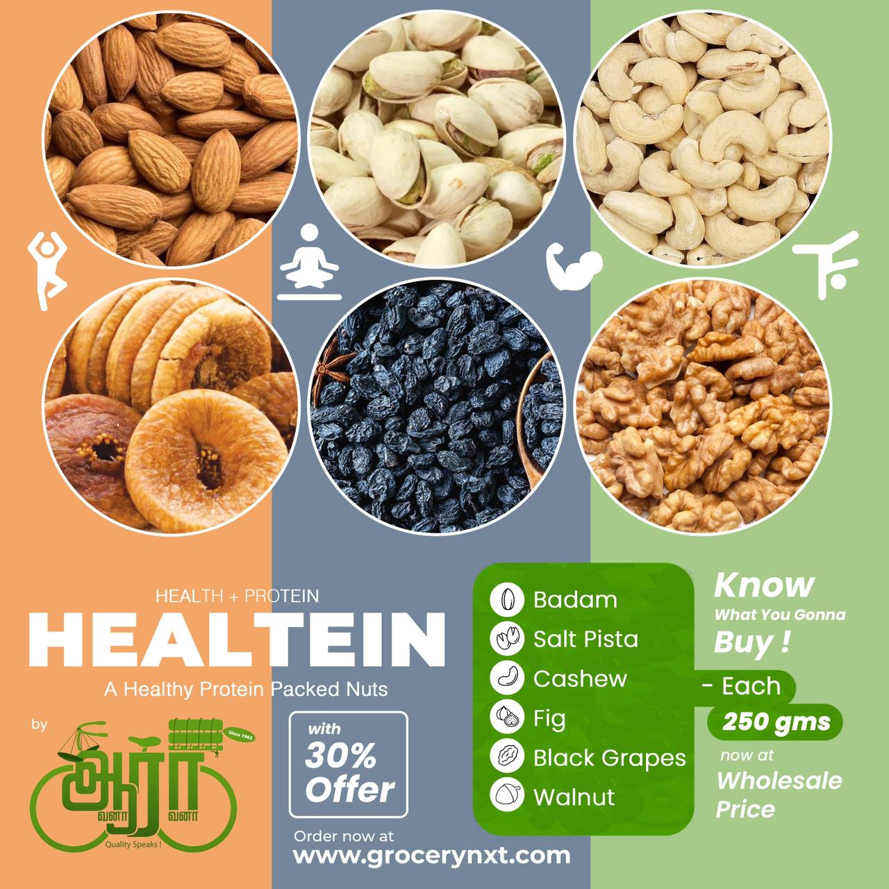 HEALTEIN -Nuts And Dry Fruits ( Set of 6 Package )- HEALTEIN -நட்ஸ் ...