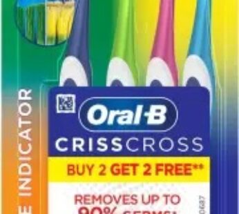 Oral -B  Criss Cross  Medium Toothbrush – Buy 2 get 2 -ஓரல் -பி கிரஸ் கிராஸ் மீடியம் டூத் பிரஷ்