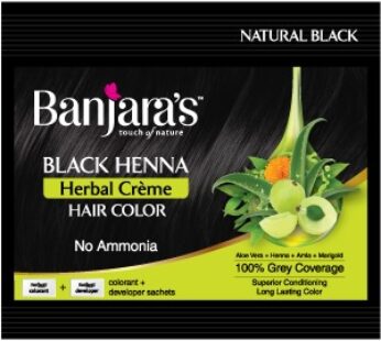 Banjara’s Black Henna Herbal Creme Hair Color – 15 ml – பஞ்ஜாரா பிளாக் ஹென்னா ஹெர்பல் கிரீம் ஹேர் கலர் -15 ml